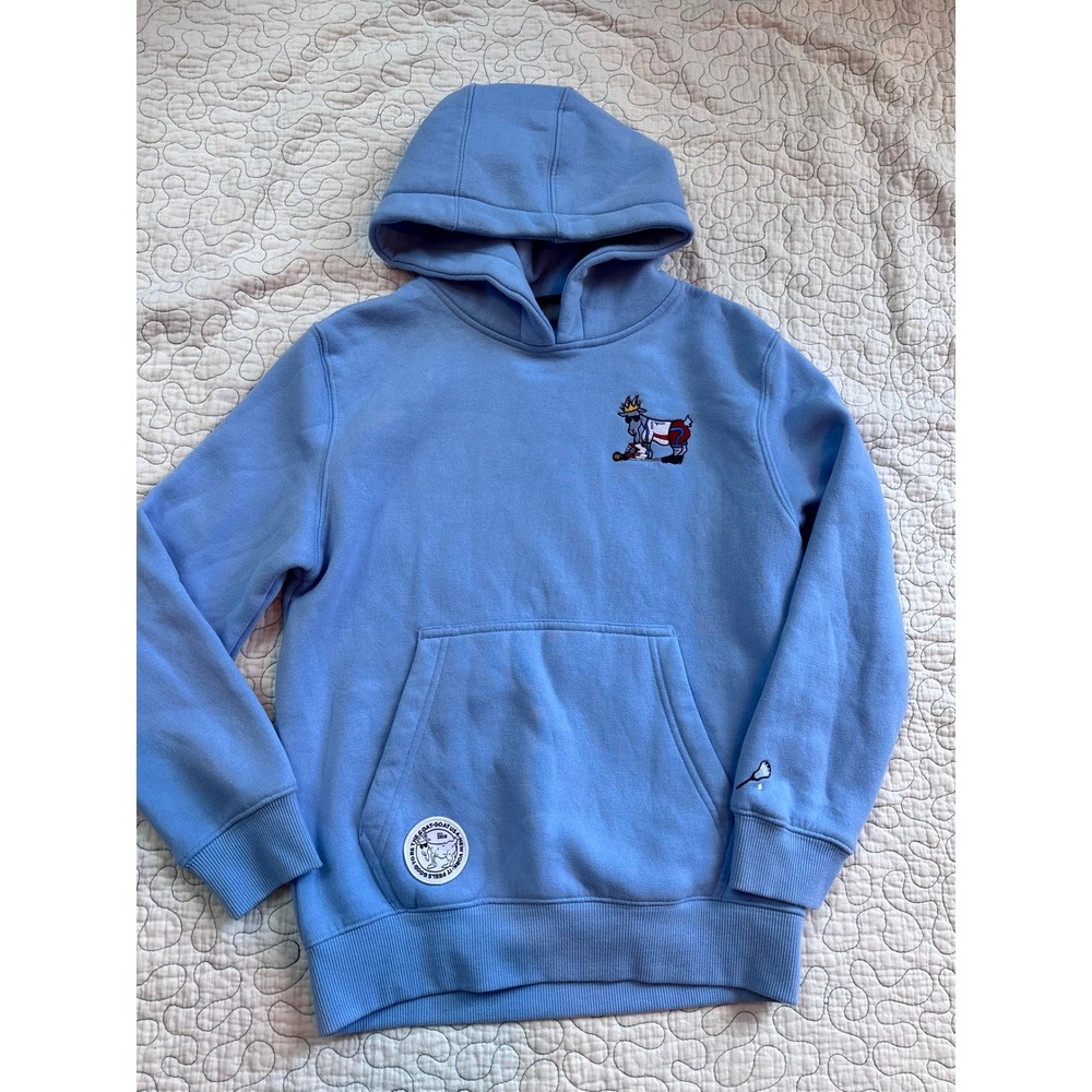 GOAT USA Kids Youth Medium Light Blue Lacrosse Mascot Pullover Hoodie NWOT